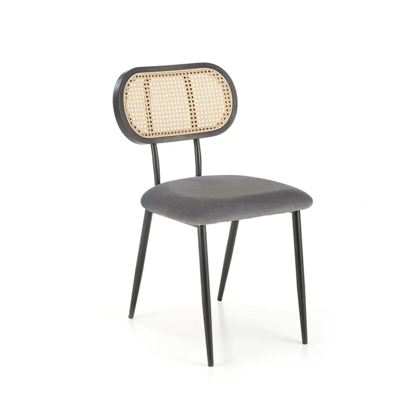 Garnero Arredamenti Sedie In Tessuto-Set 2 sedie da soggiorno in rattan e velluto Paulie Grigio