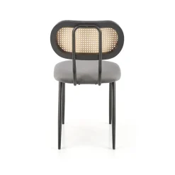 Garnero Arredamenti Sedie In Tessuto-Set 2 sedie da soggiorno in rattan e velluto Paulie Grigio