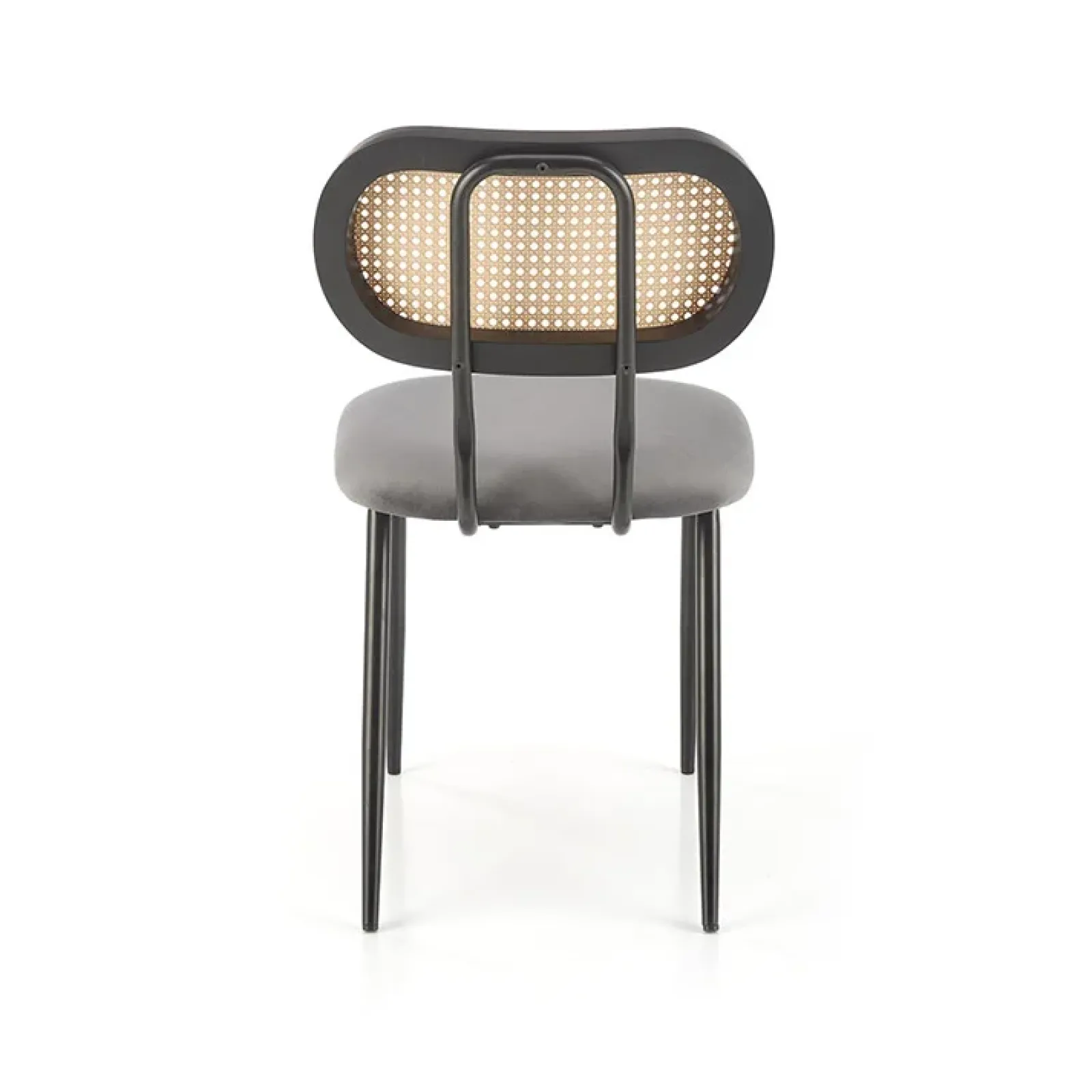 Garnero Arredamenti Sedie In Tessuto-Set 2 sedie da soggiorno in rattan e velluto Paulie Grigio