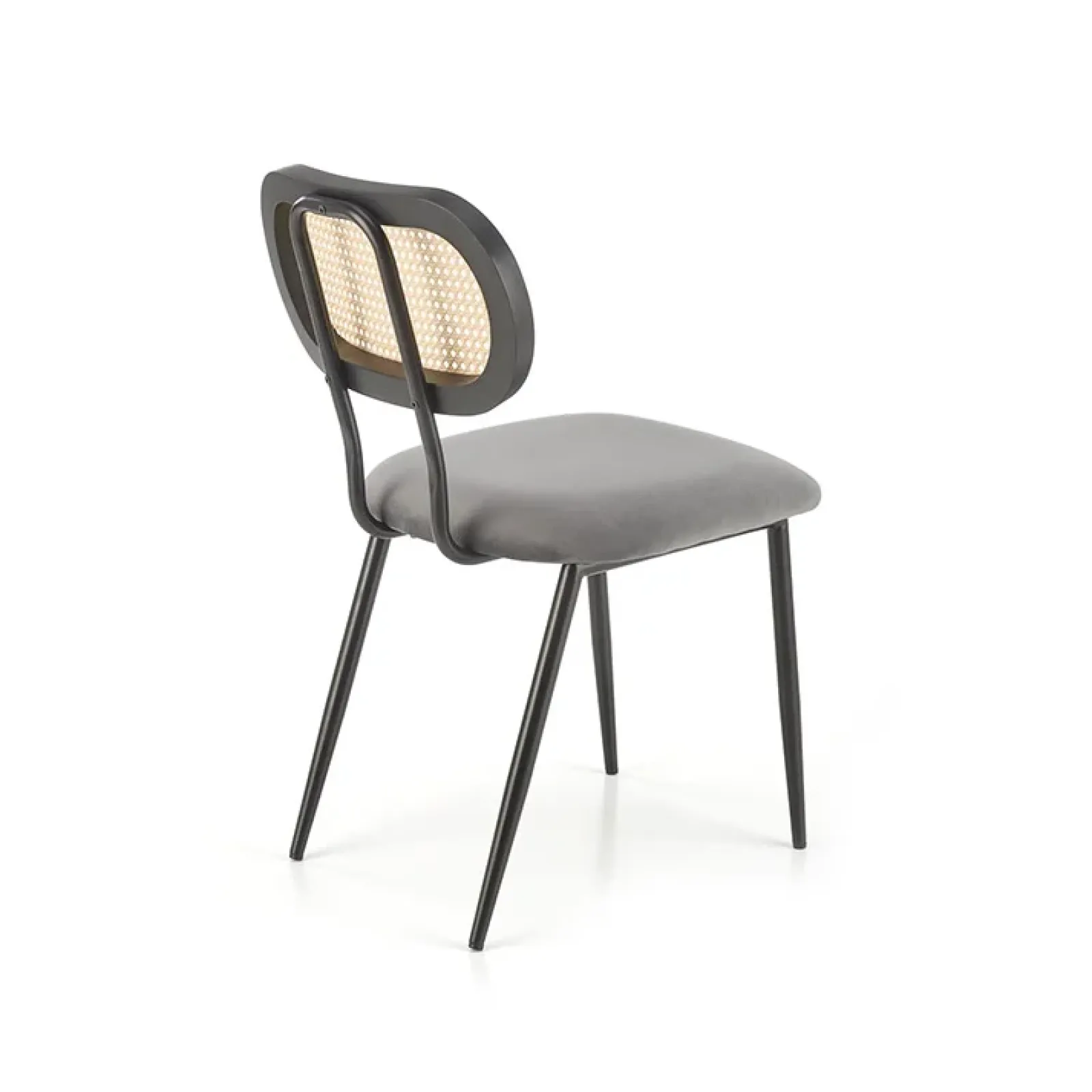 Garnero Arredamenti Sedie In Tessuto-Set 2 sedie da soggiorno in rattan e velluto Paulie Grigio