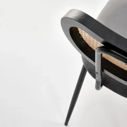 Garnero Arredamenti Sedie In Tessuto-Set 2 sedie da soggiorno in rattan e velluto Paulie Grigio