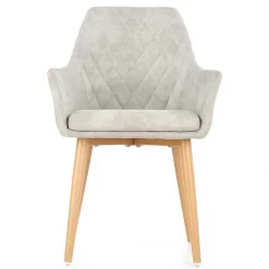 Garnero Arredamenti Sedie Imbottite Ecopelle-Set 2 sedie imbottite da soggiorno in ecopelle Soleil Grigio