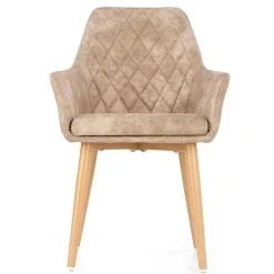 Garnero Arredamenti Sedie Imbottite Ecopelle-Set 2 sedie imbottite da soggiorno in ecopelle Soleil Beige