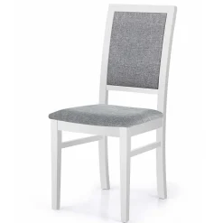 Garnero Arredamenti Sedie In Tessuto|Sedie In Legno-Set 2 sedie imbottite in tessuto grigio con gambe in legno di faggio bianco Olivia Bianco - Grigio