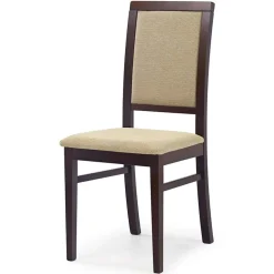 Garnero Arredamenti Sedie In Tessuto|Sedie In Legno-Set 2 sedie imbottite in tessuto beige con gambe noce scuro Olivia Beige - Noce