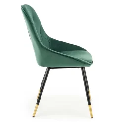 Garnero Arredamenti Sedie In Tessuto-Set 2 sedie imbottite in velluto verde acciaio nero oro Emilia