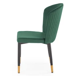 Garnero Arredamenti Sedie In Tessuto-Set 4 sedie imbottite in velluto verde acciaio nero oro Eden