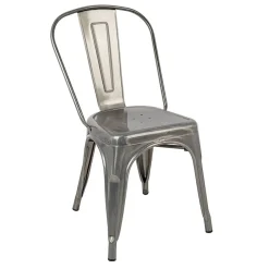 Garnero Arredamenti Sedie In Metallo|Sedie Polipropilene-Set 2 sedie in metallo impilabili grigio laccato Lix Argento