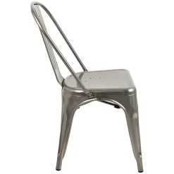 Garnero Arredamenti Sedie In Metallo|Sedie Polipropilene-Set 2 sedie in metallo impilabili grigio laccato Lix Argento