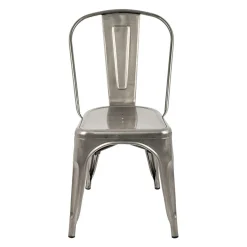 Garnero Arredamenti Sedie In Metallo|Sedie Polipropilene-Set 2 sedie in metallo impilabili grigio laccato Lix Argento