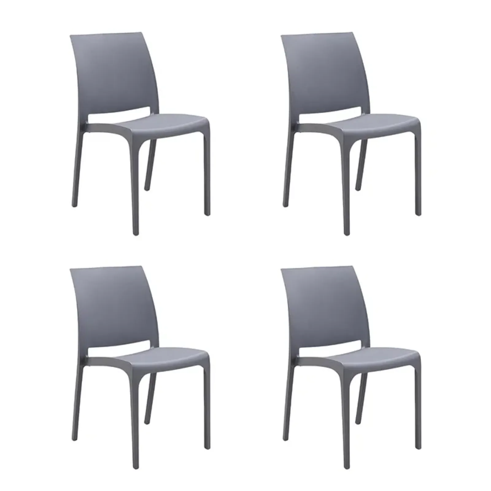 Garnero Arredamenti Sedie Polipropilene-Set 4 sedie in polipropilene impilabili grigia Tape Gihome® Grigio