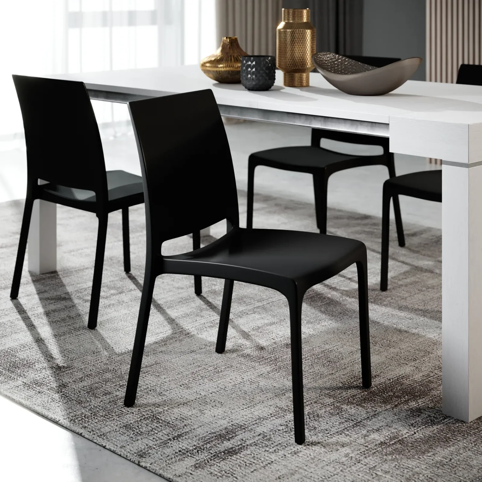 Garnero Arredamenti Sedie Polipropilene-Set 4 sedie in polipropilene impilabili Tape Gihome® Nero