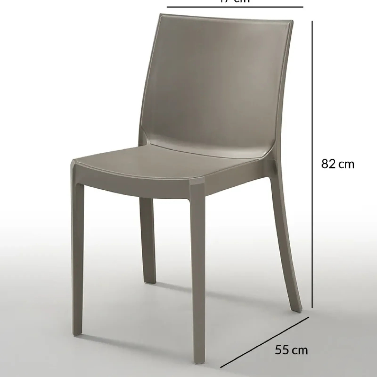 Garnero Arredamenti Sedie Polipropilene-Set 4 sedie in polipropilene impilabili tortora Olbia