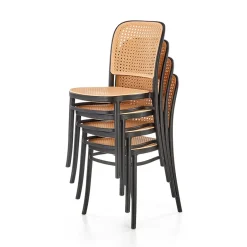 Garnero Arredamenti Sedie Polipropilene-Set 4 sedie in rattan moderne naturale nero Milly