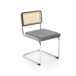 Garnero Arredamenti Sedie In Tessuto-Set 2 sedie moderne da sala in rattan e tessuto nero Choco Grigio