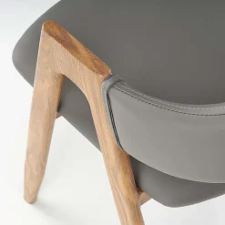 Garnero Arredamenti Sedie Imbottite Ecopelle-Set 2 sedie moderne in ecopelle grigio con gambe in rovere Elvis