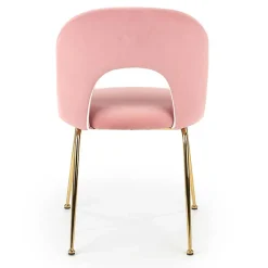 Garnero Arredamenti Sedie In Tessuto-Set 4 sedie moderne in velluto rosa con gambe acciaio oro Jamila
