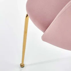 Garnero Arredamenti Sedie In Tessuto-Set 4 sedie moderne in velluto rosa con gambe acciaio oro Jamila