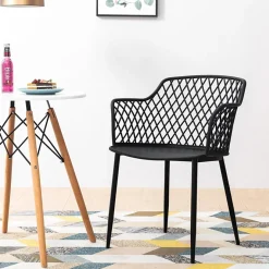 Garnero Arredamenti Sedie Polipropilene-Set 2 sedie polipropilene design con braccioli nero opaco Messina