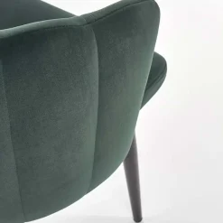 Garnero Arredamenti Sedie In Tessuto-Set 2 sedie soggiorno imbottite in velluto verde con gambe in nero Cinzia