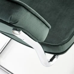 Garnero Arredamenti Sedie In Tessuto-Set 4 sedie soggiorno moderne in velluto scuro acciaio Vader Verde