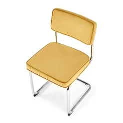 Garnero Arredamenti Sedie In Tessuto-Set 4 sedie soggiorno moderne in velluto acciaio Vader Senape