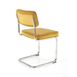 Garnero Arredamenti Sedie In Tessuto-Set 4 sedie soggiorno moderne in velluto acciaio Vader Senape