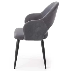 Garnero Arredamenti Sedie In Tessuto-Set 2 sedie soggiorno moderne imbottite in velluto grigio Alma