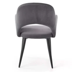 Garnero Arredamenti Sedie In Tessuto-Set 2 sedie soggiorno moderne imbottite in velluto grigio Alma