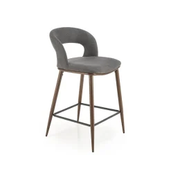 Garnero Arredamenti Sgabelli-Set 2 sgabelli alti imbottiti in tessuto grigio noce Hera