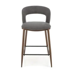 Garnero Arredamenti Sgabelli-Set 2 sgabelli alti imbottiti in tessuto grigio noce Hera