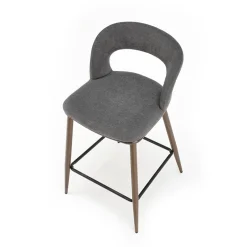 Garnero Arredamenti Sgabelli-Set 2 sgabelli alti imbottiti in tessuto grigio noce Hera