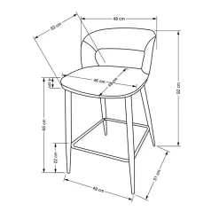 Garnero Arredamenti Sgabelli-Set 2 sgabelli alti imbottiti in tessuto grigio noce Hera