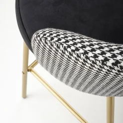 Garnero Arredamenti Sgabelli-Set 2 sgabelli alti moderni in velluto nero bianco oro Tauret