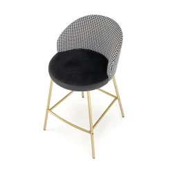 Garnero Arredamenti Sgabelli-Set 2 sgabelli alti moderni in velluto nero bianco oro Tauret