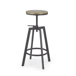 Garnero Arredamenti Sgabelli-Set 2 sgabelli regolabili industrial 63/80cm legno vite acciaio nero Zagabria