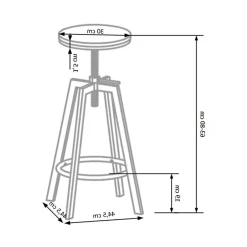 Garnero Arredamenti Sgabelli-Set 2 sgabelli regolabili industrial 63/80cm legno vite acciaio nero Zagabria