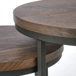 Garnero Arredamenti Set Tavolini|Set Tavolini-Set 2 tavolini da salotto rotondi noce nero Pueblo