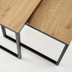 Garnero Arredamenti Set Tavolini|Set Tavolini-Set 2 tavolini da salotto stile industrial rovere miele acciaio nero Pai