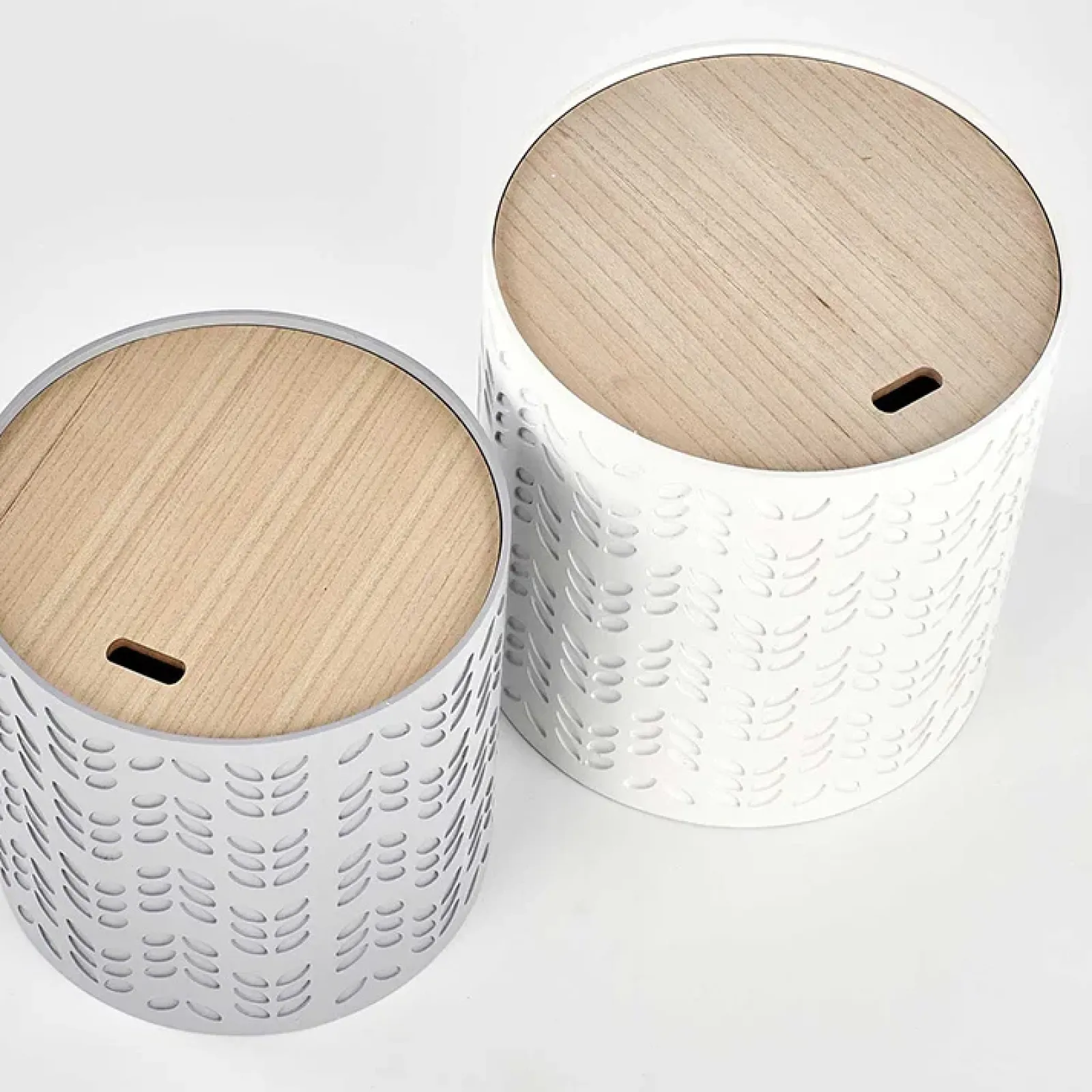 Garnero Arredamenti Set Tavolini|Set Tavolini-Set 2 tavolini da salotto rotondi bianchi opaco grigio Ennis