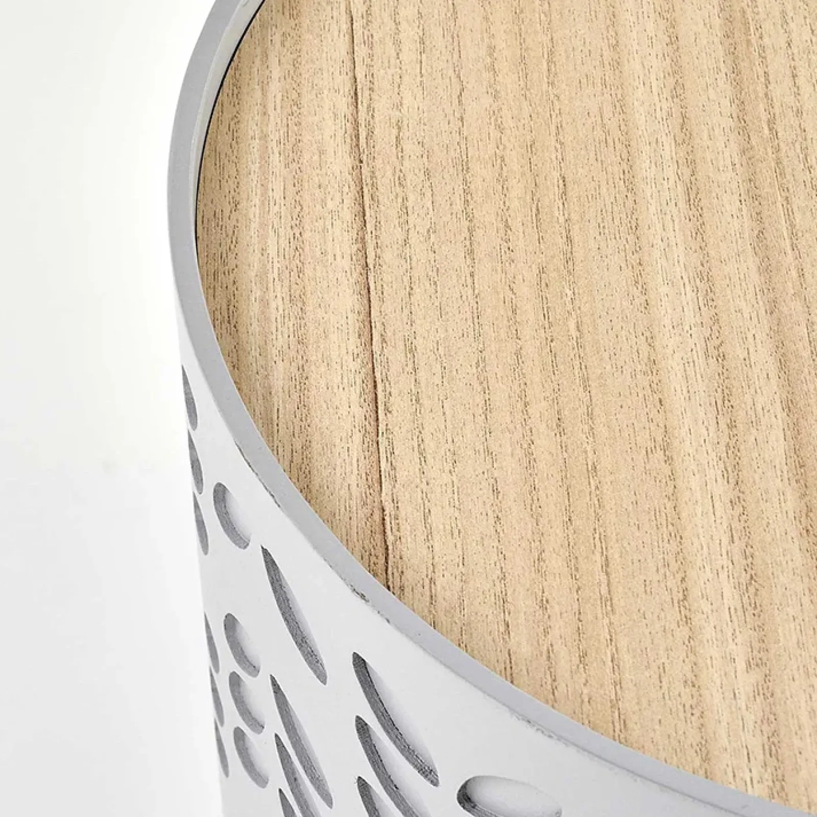 Garnero Arredamenti Set Tavolini|Set Tavolini-Set 2 tavolini da salotto rotondi bianchi opaco grigio Ennis