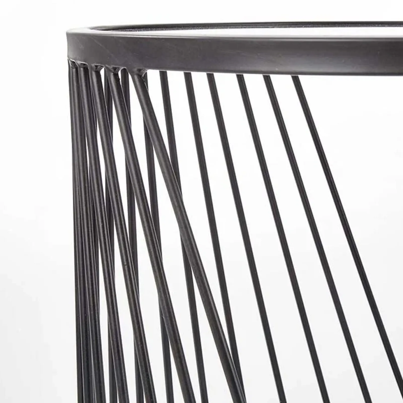 Garnero Arredamenti Set Tavolini|Set Tavolini-Set 2 tavolini 40x30cm da salotto rotondi vetro fumè acciaio nero Foglia