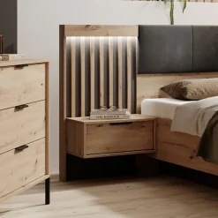 Garnero Arredamenti Comodini|Comò-Set comodini 50x104h cm con cassetto rovere antracite Rubik