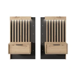 Garnero Arredamenti Comodini|Comò-Set comodini 50x104h cm con cassetto rovere antracite Rubik