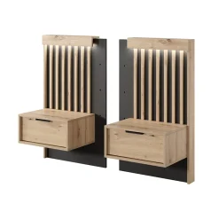 Garnero Arredamenti Comodini|Comò-Set comodini 50x104h cm con cassetto rovere antracite Rubik