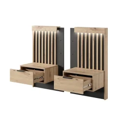 Garnero Arredamenti Comodini|Comò-Set comodini 50x104h cm con cassetto rovere antracite Rubik