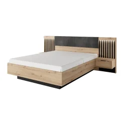 Garnero Arredamenti Comodini|Comò-Set comodini 50x104h cm con cassetto rovere antracite Rubik