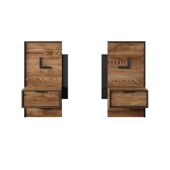 Garnero Arredamenti Comodini|Comò-Set comodini 49x102h cm con led quercia nero Smooty