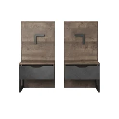 Garnero Arredamenti Comodini|Comò-Set comodini 52x100h cm con led grigio quercia Dable