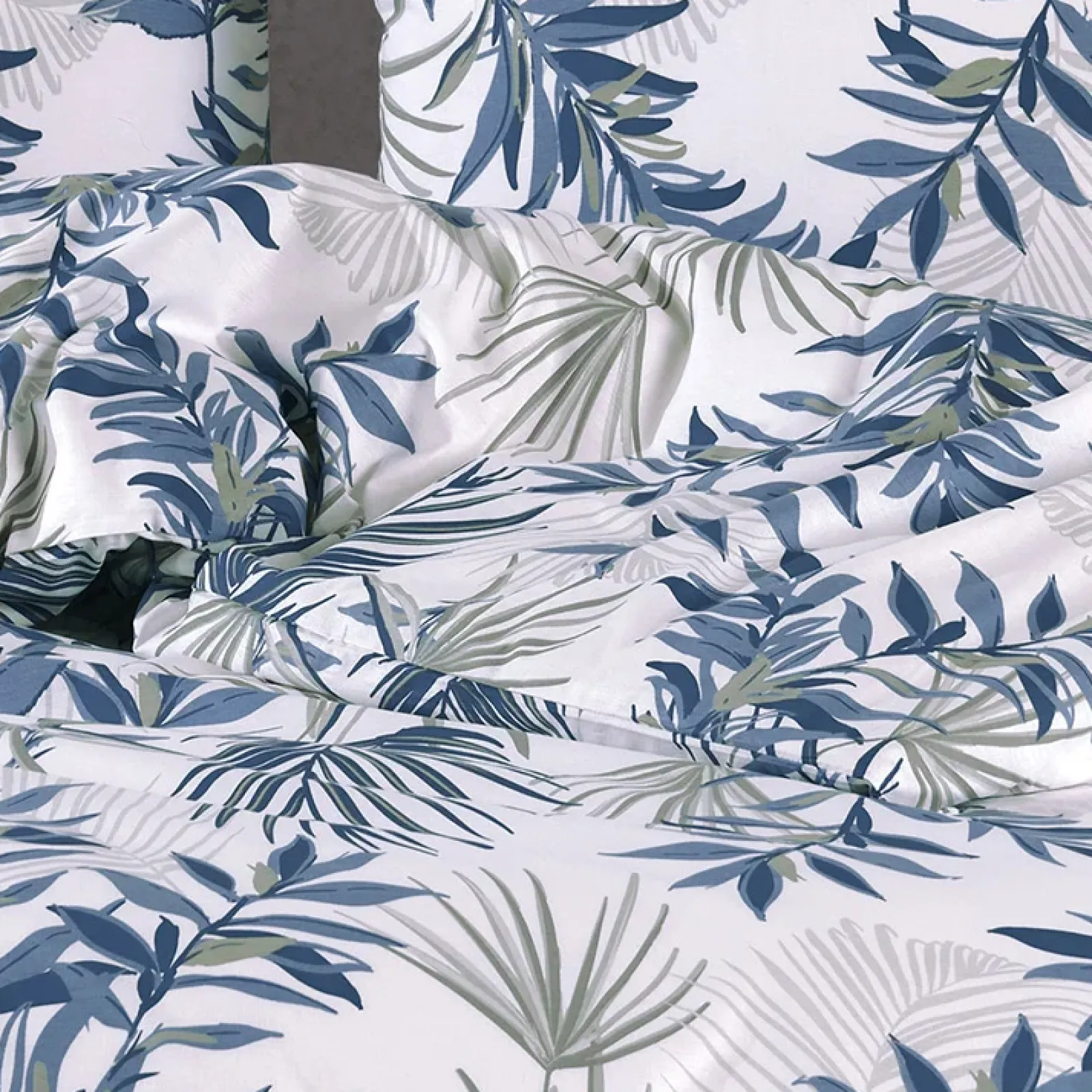 Garnero Arredamenti Copripiumini|Copripiumini-Set copripiumino matrimoniale e federe 220x240cm verde blu Himba